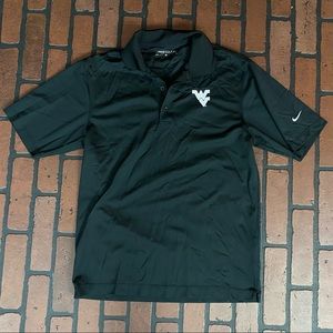 Nike DriFit WVU West Virginia Mountaineers Black Polo Golf Shirt Mens Small
